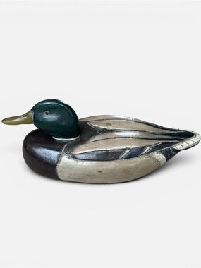 Rare Vintage 1940s Al Ries Tru-Dux Hand-Carved Wooden Mallard Decoy